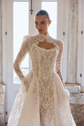 Gabriela lace wedding dress with detachable bolero
