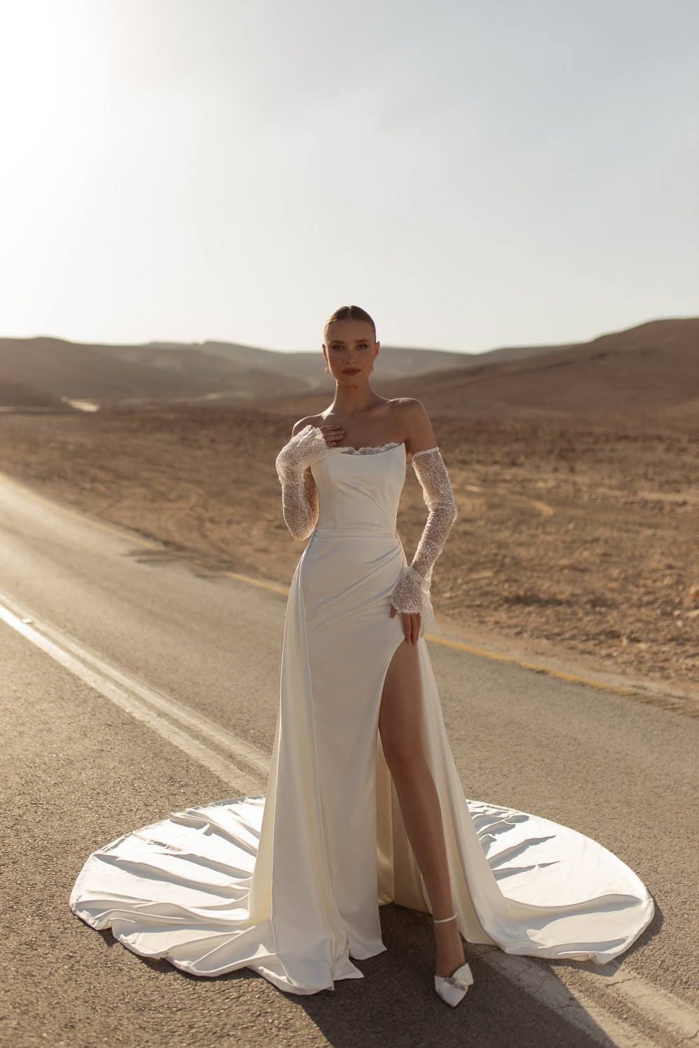 Kim #MB24-27A with Overskirt – Julie Vino Mimosa Wedding Dress